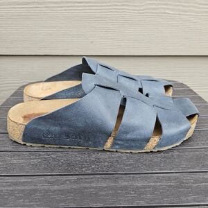 Haflinger Bio Pius Leather Sandals Shoes Slippers Mules Clogs Blue Brown Size 41